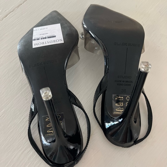 BLACK SUEDE STUDIO. Monroe Slingback Pointed Toe Pump. Size 36! - Picture 6 of 7